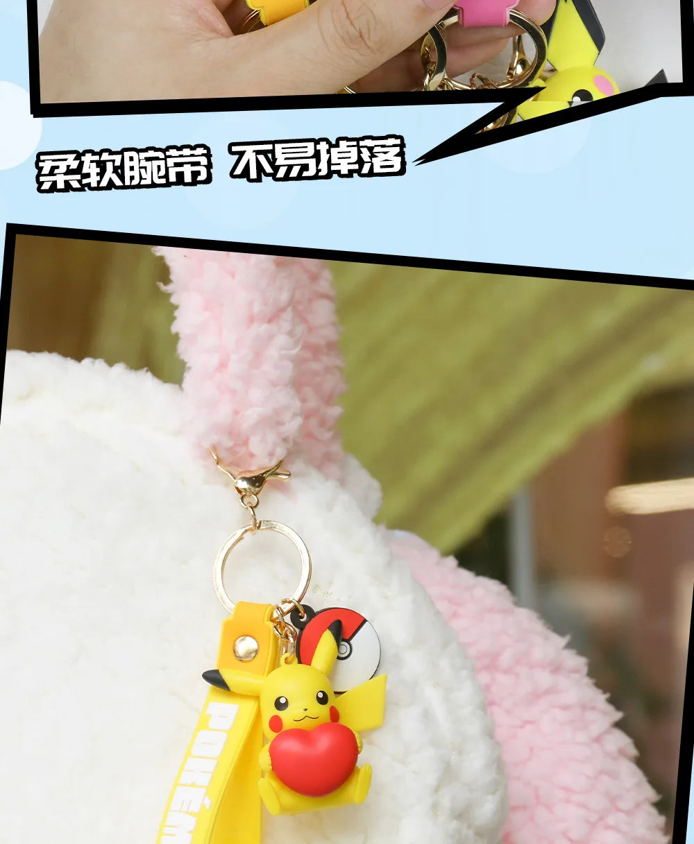 Genuine Pokemon Keychain Pikachu Eevee Pichu Mimikyu Togedemaru PVC Anime Action Figure Kids Toy Keyring Pendant Birthday Gift