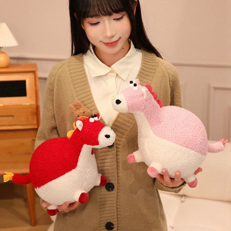 Cute Cartoon horse Plush Throw Pillow Toy Anime Stuffed Animals Round Fat Chubby Plushies Cushion Doll For Home Decor
