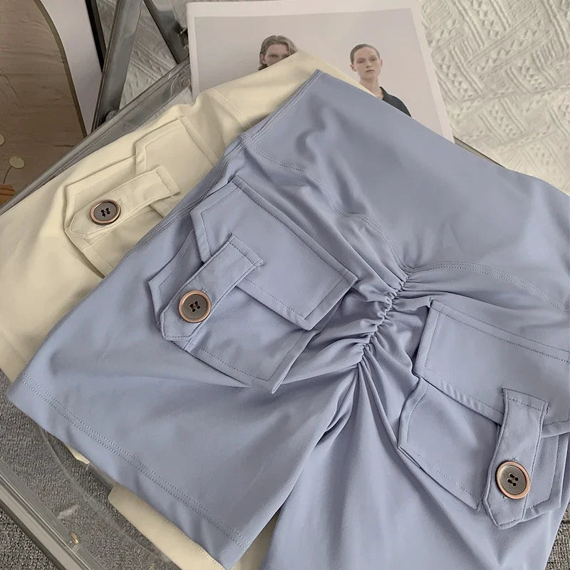 Nude High Waist Peach Butt Sport With Pocket Yoga Shorts Leggings Quick Drying Gym Training  Cycling Outdoor sports Shorts