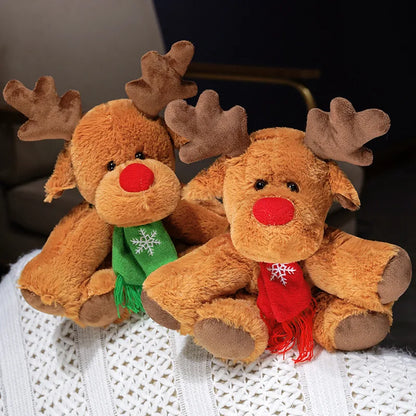30CM Christmas Reindeer Scarf Plush Stuffed Doll Toy Home Sofa Decoration Gifts For Children New Year Decor Christmas Festive
