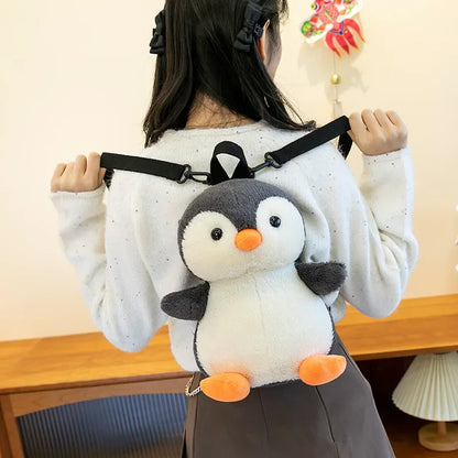 20-35cm Cute Penguin Wear Hat & Scarf Plush Toys Stuffed Animal Penguin Backpack Bags for Kids School Birthday Gift Xmas Decor