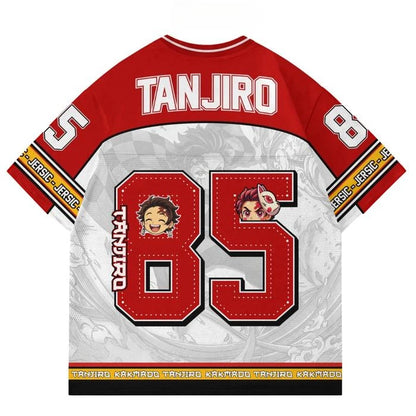 Demon Slayer Tanjiro Kamado Anime Series Number 85 Jersey Oversize Kpop Baseball Hockey Outfit T-shirt Daily Unisex Tops Tees