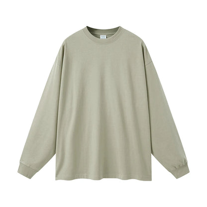 ZODF NEW Autumn Men's Solid Full Sleeve T Shirts Unisex Loose Oversized Casual 305GSM Cotton Basic T-Shirt Brand TEE HY0209