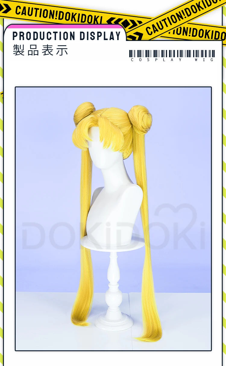 IN STOCK Chibii Usaa Tsukinoo Usagii Kinoo Makotoo Kaiouu Michiruu Wig Anime DokiDoki Cute Ponytail Hair Free Cap