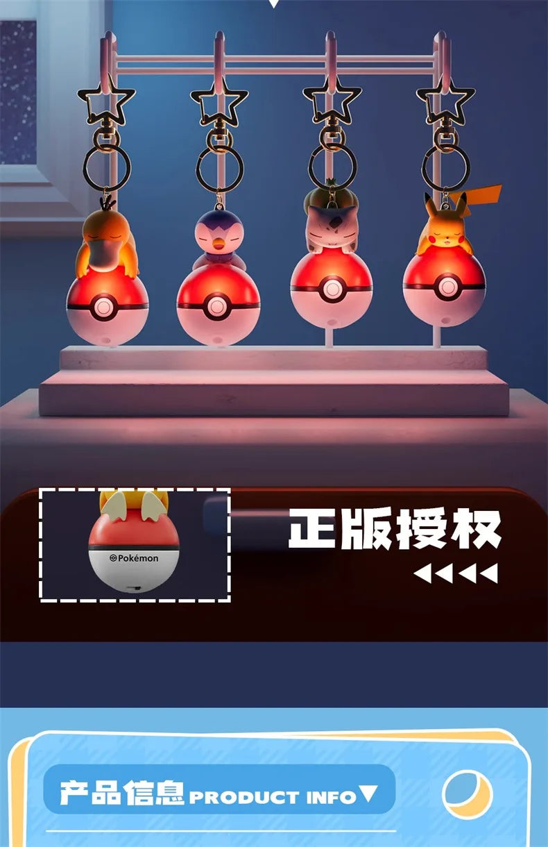 Genuine Pokemon Pikachu Keychain Psyduck Piplup Bulbasaur Anime Action Figures Toy Keyring Fragrance Pendant Christmas Gifts