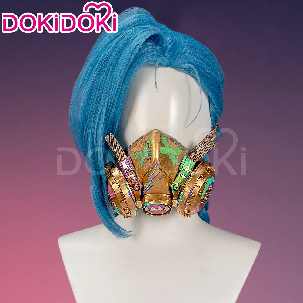 IN STOCK Jinxx Wig Game DokiDoki-R Women 38cm Hair Jinxx Cosplay Mask Tattoo Necklace Nails Bun Wig Luminous Ball Free Cap