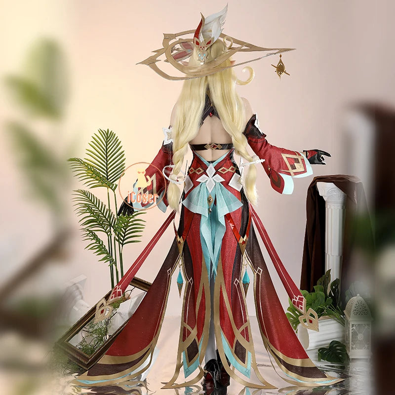 Genshin Impact Alice Cosplay Costume Wig Dress Uniform Headwear Carnival Halloween Party Women Girls Holiday Role Play Outfit