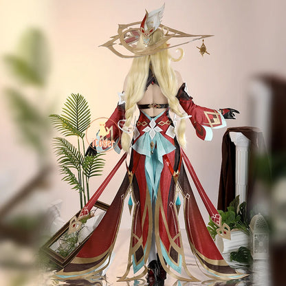 Genshin Impact Alice Cosplay Costume Wig Dress Uniform Headwear Carnival Halloween Party Women Girls Holiday Role Play Outfit
