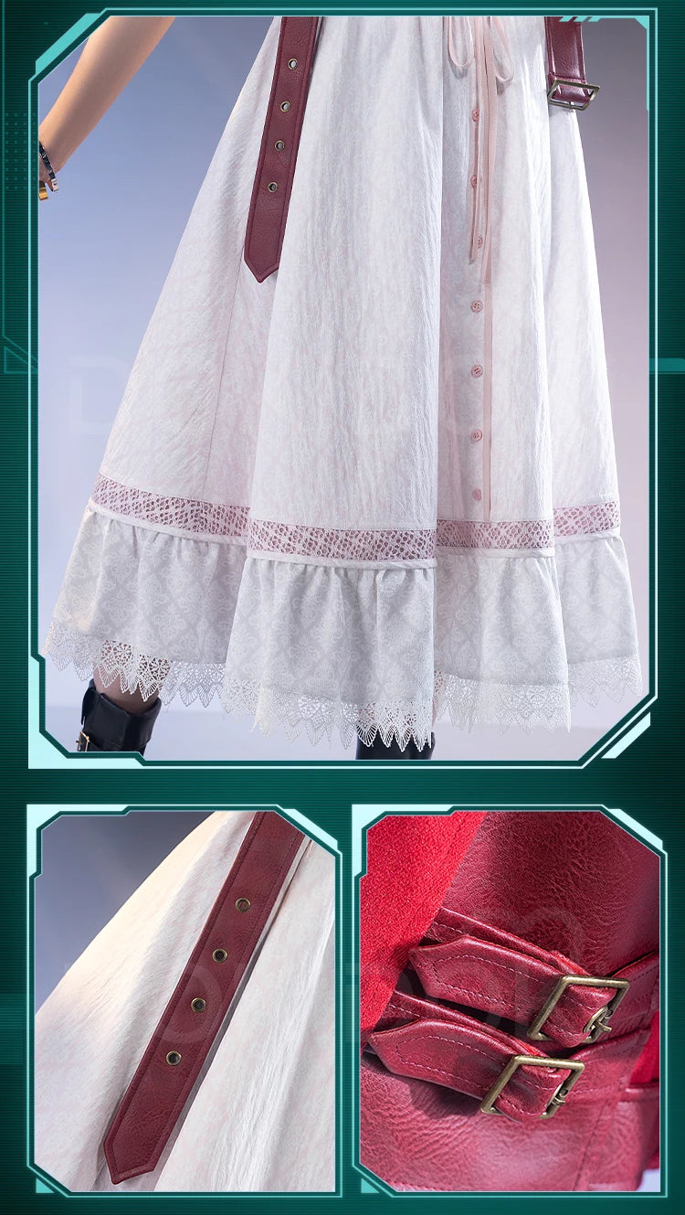 Aerith Cosplay Costume Game FF Cosplay【S-3XL】DokiDoki-SR Women White Dress Aerith Costume Plus Size