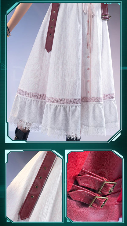 Aerith Cosplay Costume Game FF Cosplay【S-3XL】DokiDoki-SR Women White Dress Aerith Costume Plus Size