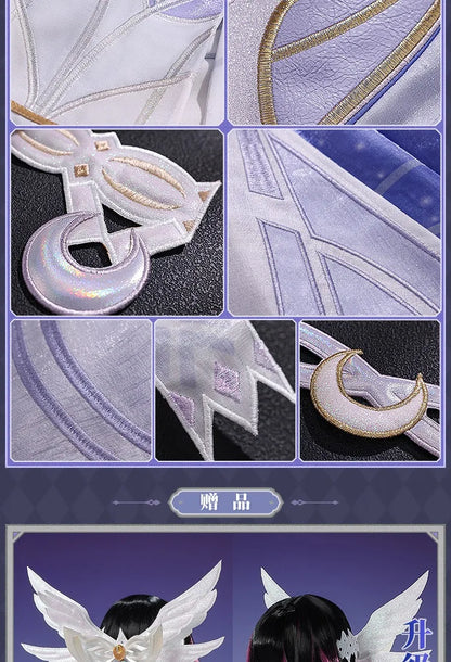 Genshin Impact Columbina Cosplay Costume Wig The Damselette Dress Eye Mask Headwear Metal Props Eleven Fatui Harbingers Women