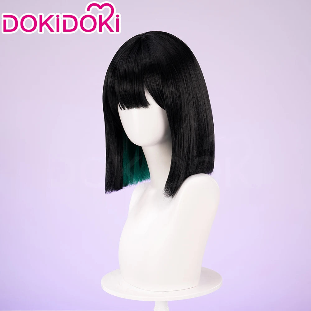 IN STOCK SUA Wig Anime Cosplay Wig Alien Stage DokiDoki Women 35cm Black Short Hair Ear Clips Heat Resiatant Hair Free Wig Cap