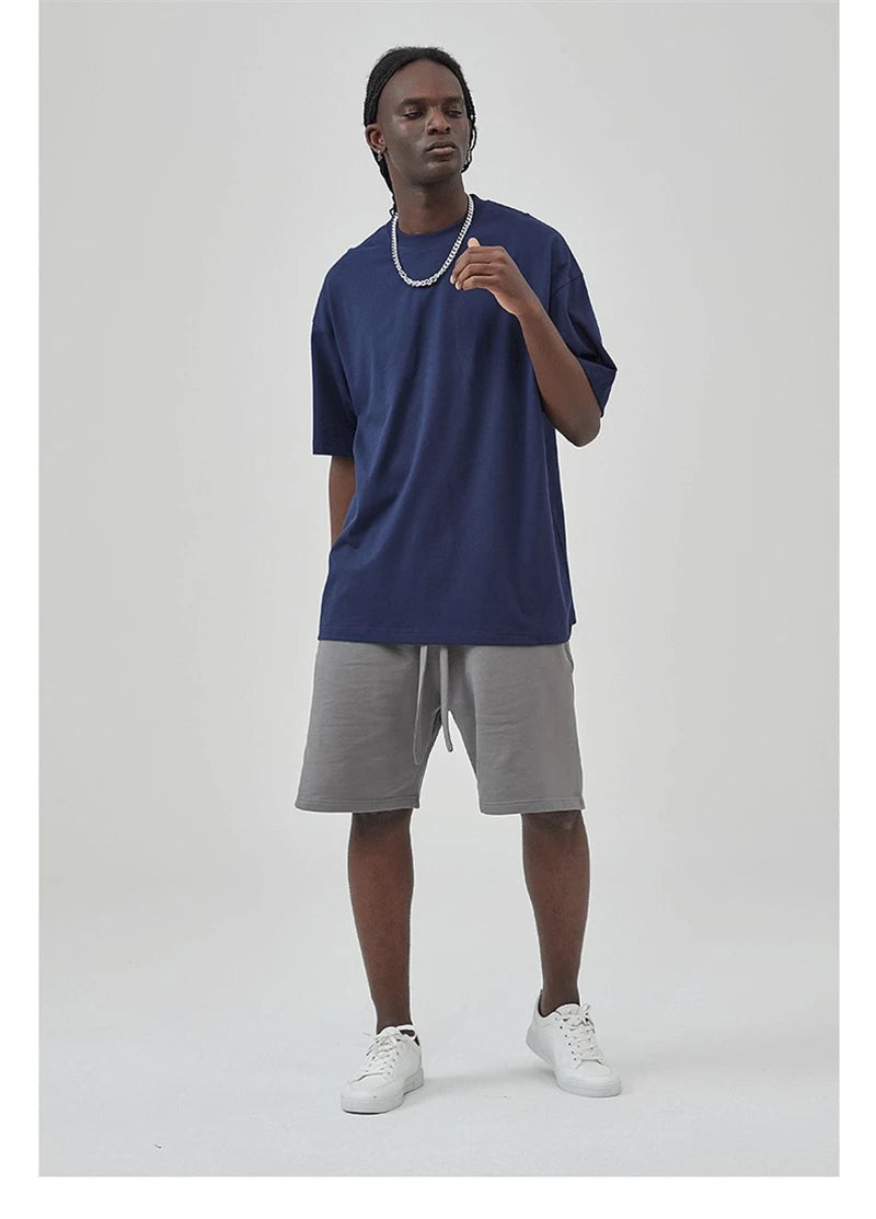 ZODF 2025 Spring Summer Men Solid 100% Cotton T-Shirts Unisex Women Loose 230gsm Noshrink Basic T Shirt Brand Tops HY0151