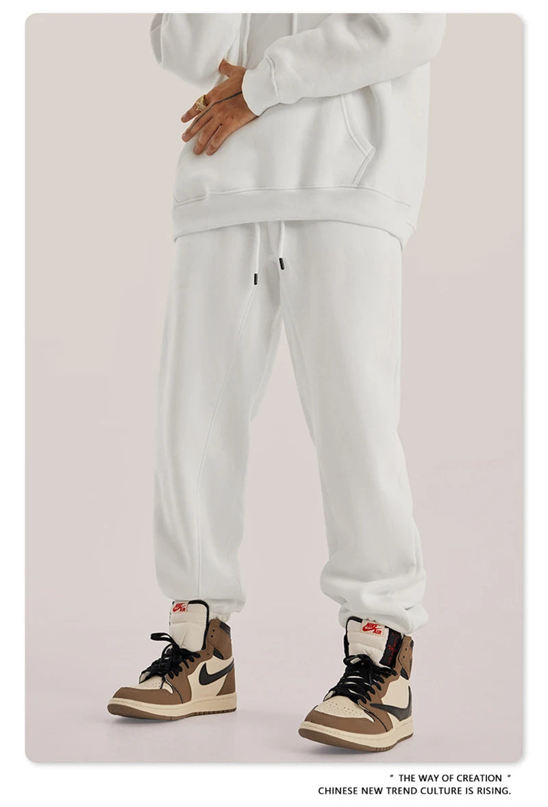 ZODF Unisex 345gsm Fleece Sweatpants Loose Fit Retro Hip Hop Winter Joggers HY0005