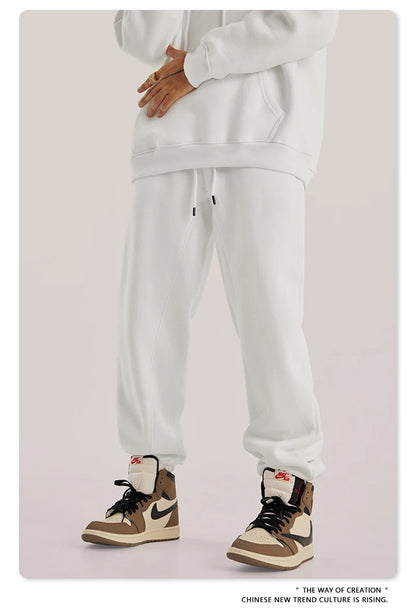 ZODF Unisex 345gsm Fleece Sweatpants Loose Fit Retro Hip Hop Winter Joggers HY0005