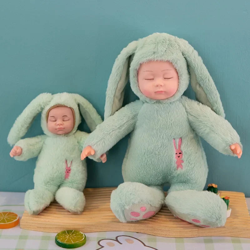 Lifelike Reborn Baby Dolls Soft Body Realistic Newborn Dolls Sleeping Girl Dolls Stuffed Toy Easter Stuffed Animal Bunny Rabbit
