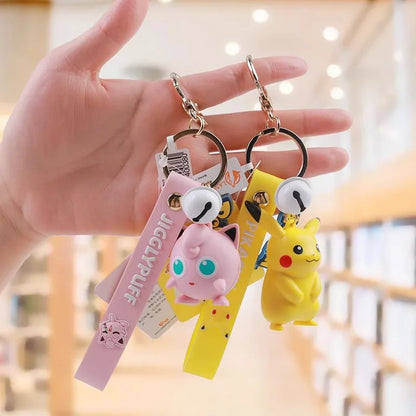 Pokemon Keychain Pikachu Bulbasaur Jigglypuff Anime Action Figure Toys Kawaii Souvenir Psyduck Doll Gift for Kids Birthday Party