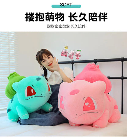 60cm Big Size Pokemon Bulbasaur Cartoon Anime Plush Stuffed Doll Garlic Frog Room Decorated with Cartoon Peluche Pillow Gift
