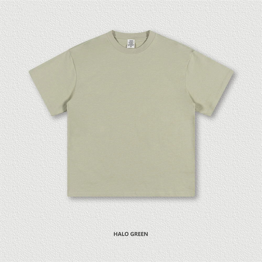 ZODF New 2025 Heavy Weight 305gsm Solid Cotton T Shirts For Men Unisex Summer Oversized Noshrink Basic T-Shirt Brand Tops HY0475