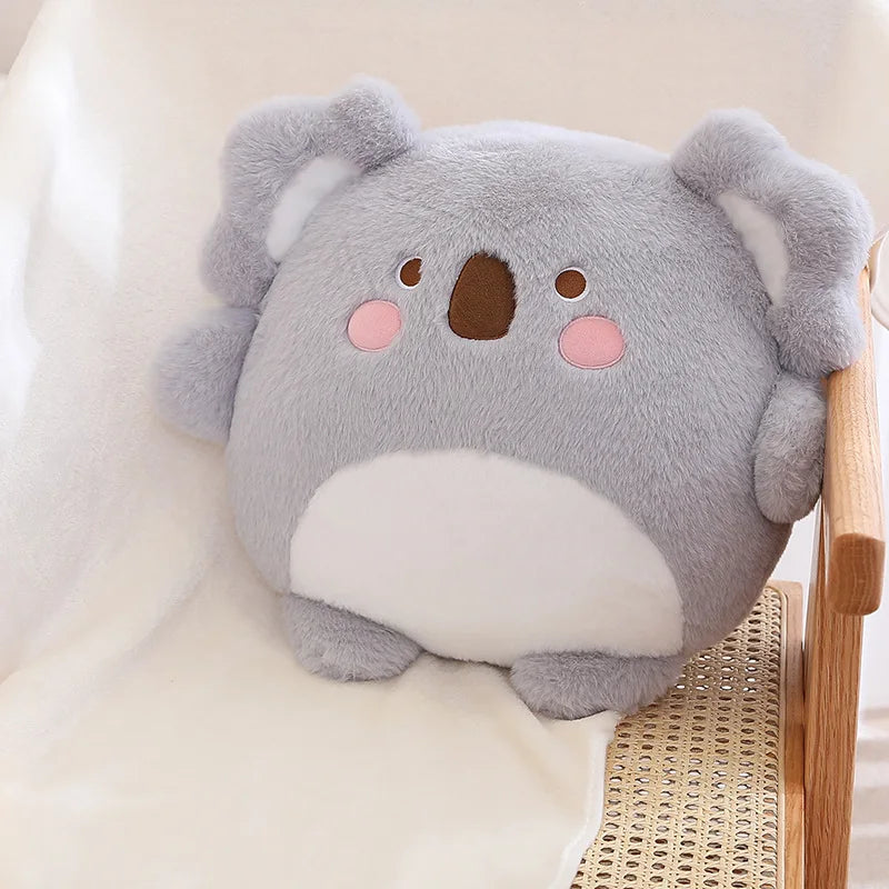 ZU Cute Stuffed Animal Frog Dino Koala Plush Pillows 2-in-1 Soft Coral Fleece Pillow Blanket Car Sofa Back Cushions Xmas Gift