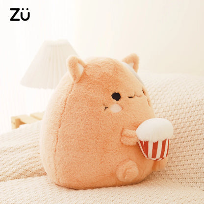 ZU New Arrival Kawaii Stuffed Animal Strawberry Cow Popcorn Cat Plushies Doll Huggable Fat Big Hug Pillow Sofa Bed Decor Cushion