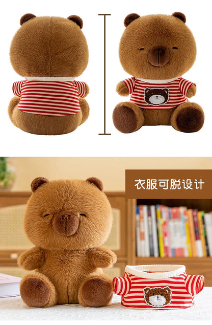 New black striped hoodie dolphin plush toy dress up Capibala sofa decoration room children's birthday Christmas surprise gift