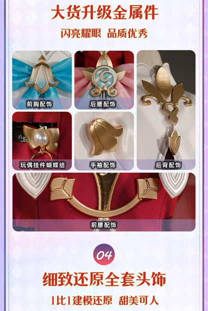 iCoser Honkai Star Rail Hyacine Cosplay Costume Wig Dress Uniform Hat Metal Props Amphoreus Halloween Party for Women Girls Set