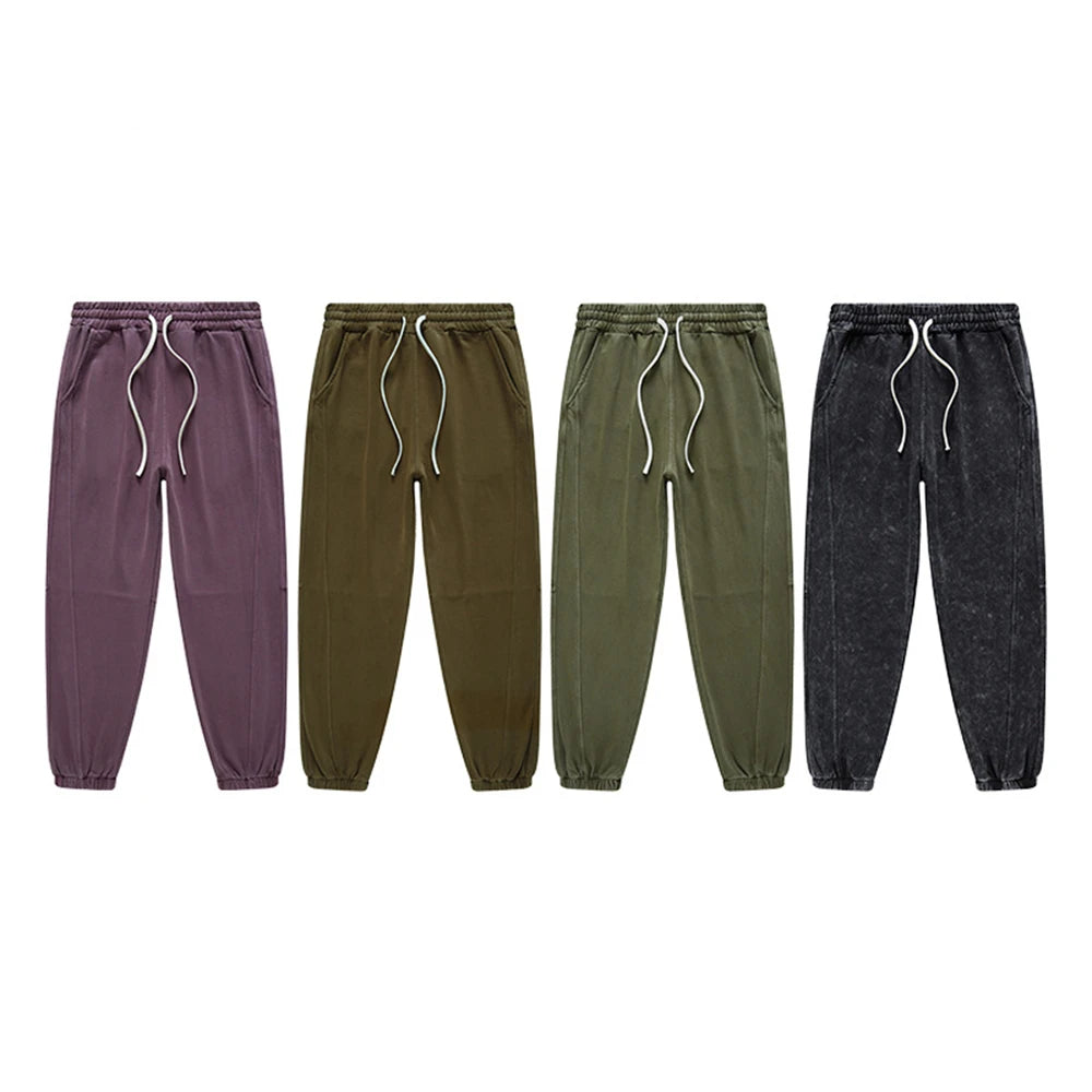 ZODF New Autumn Winter Batik Washed Cotton Sweatpants For Men Unisex Distressed Patchwork Loose 420gsm Sport Jogger Pants HY0724