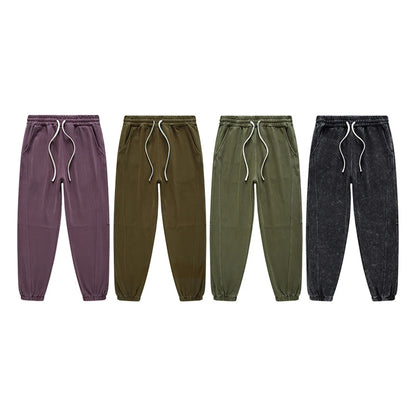 ZODF New Autumn Winter Batik Washed Cotton Sweatpants For Men Unisex Distressed Patchwork Loose 420gsm Sport Jogger Pants HY0724