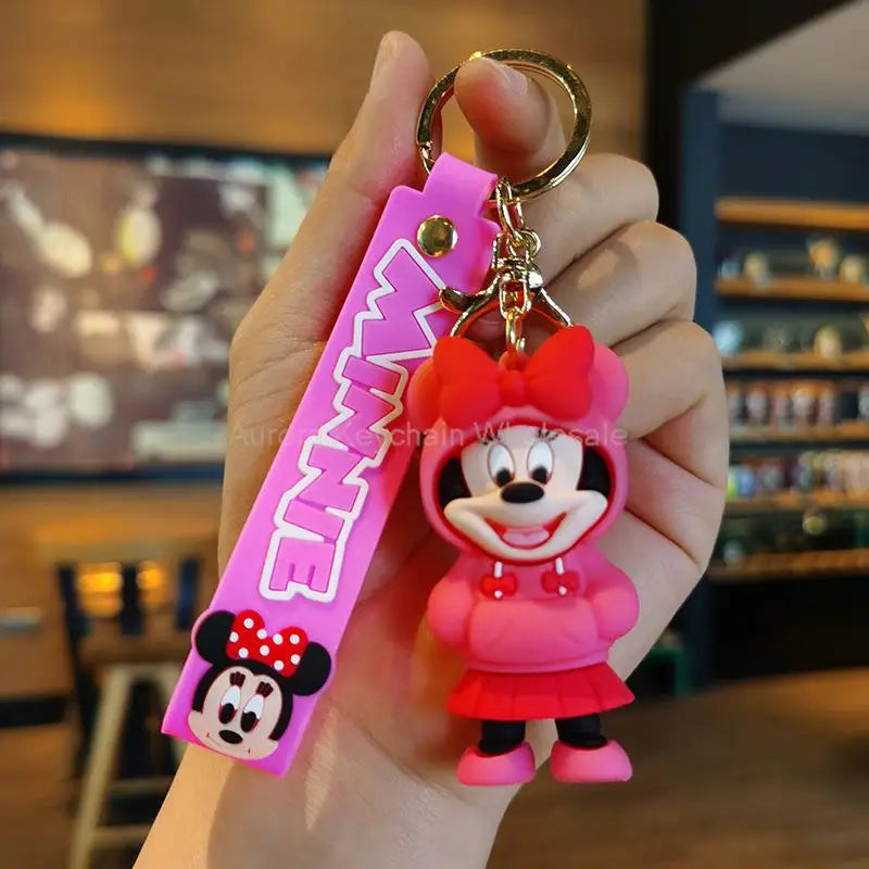 Anime Disney Keychain Cartoon Gummed Girl Mermaid Princess Keyring Cute Snow White Alice Car Key Chain Kits Toys Gift Wholesale