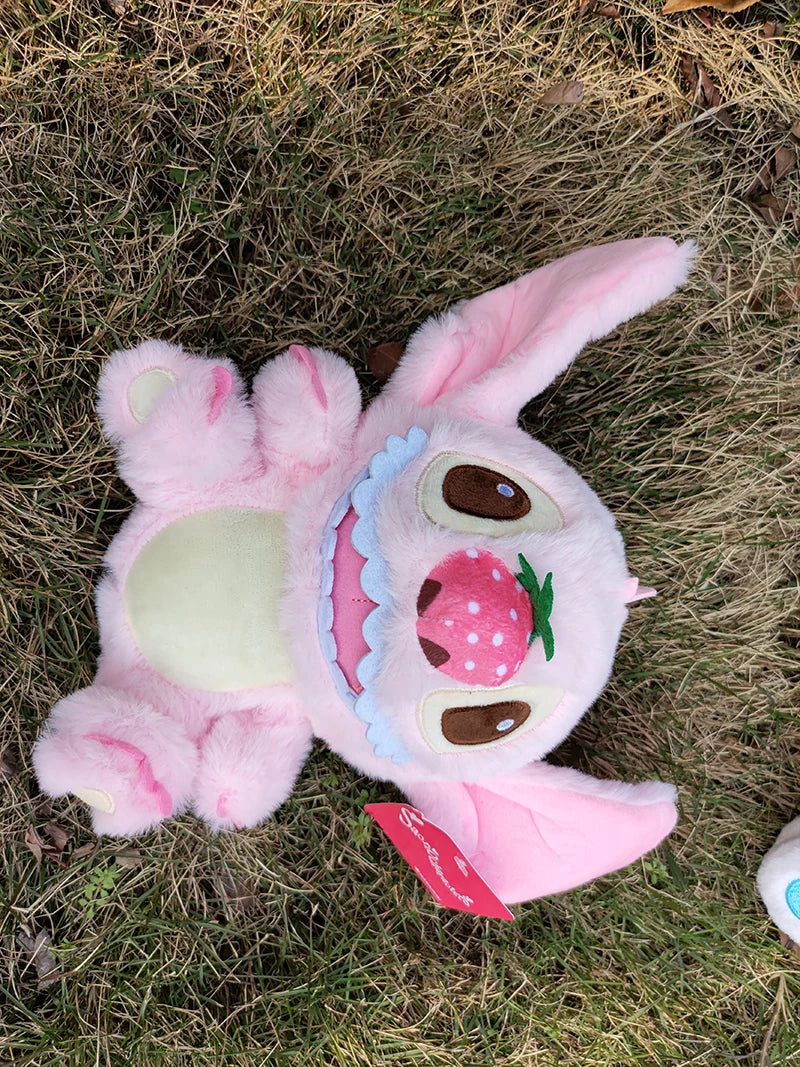 Disney 20cm Lilo and Stitch Plush Toys Kawaii Strawberry Winter Pearls Cosplay Anime Plushie Stich Dolls Soft Stuffed Gift Child