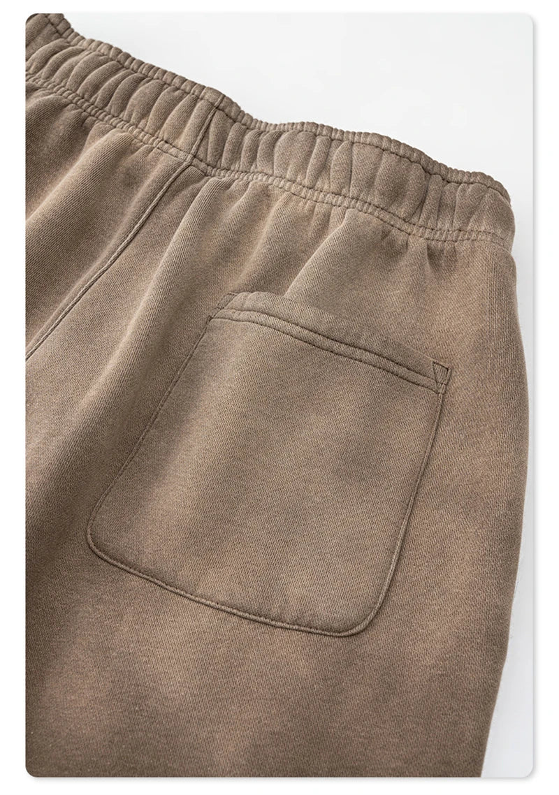 ZODF Retro Winter Monkey Washed Fleece Pants For Men Unisex Washed High Street 332gsm Warm Oversized Straight Trousers HY0892