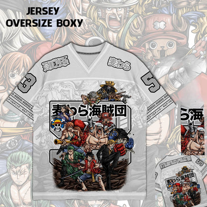 53 Jersey One Piece Strawhat Pirate Anime Y2k Korean Baseball Hockey T-shirt Fashion Streetwear Anime Daily Unisex Tops Tees