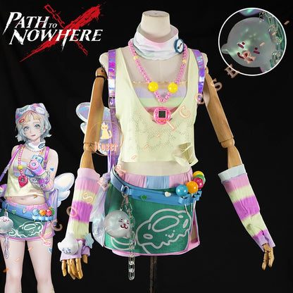 Path To Nowhere Poffy Cosplay Costume Wig Uniform Outfit Shorts Backpack Hat Necklace Halloween for Women Girls Festival Party