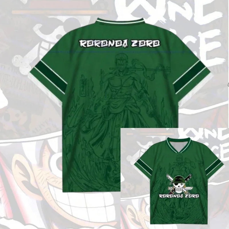 2526 New Bandai Anime One Piece Luffy Summer Jersey T-shirt Oversized 3D Adult and Children's Multifunctional Top Christmas