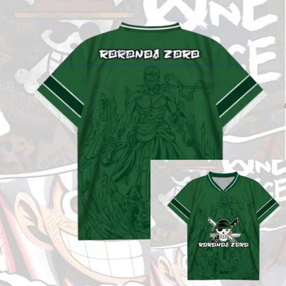 2526 New Bandai Anime One Piece Luffy Summer Jersey T-shirt Oversized 3D Adult and Children's Multifunctional Top Christmas