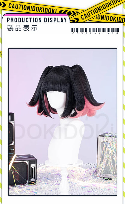 Virtual Idol Cosplay Wig Game Zenless Zone Zero Cosplay DokiDoki Women 40cm Cute Black Pink Short Wig ZZZ Cosplay Free Wig Cap