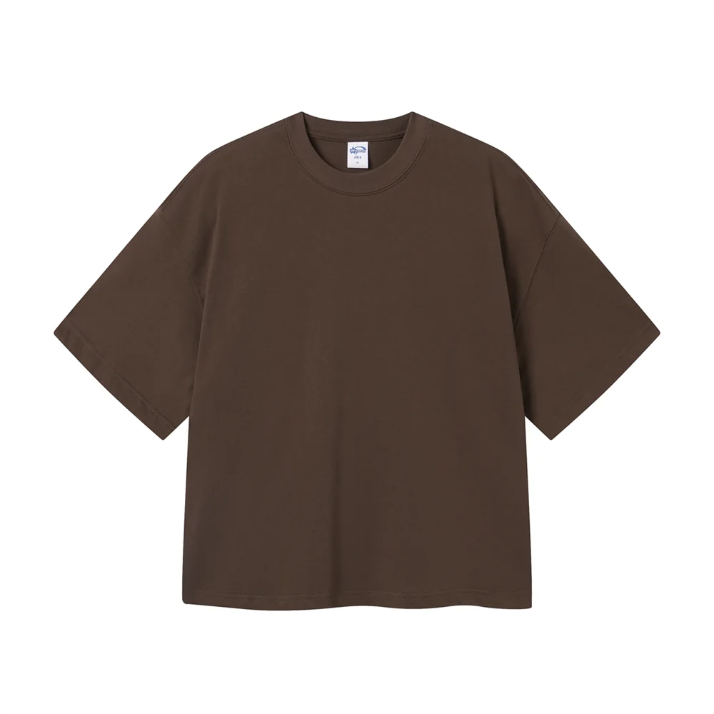 ZODF New Men Summer Boxy 275gsm Cotton T-Shirts Retro Unisex Oversized Short Version Basic T Shirt Brand Tees HY1070