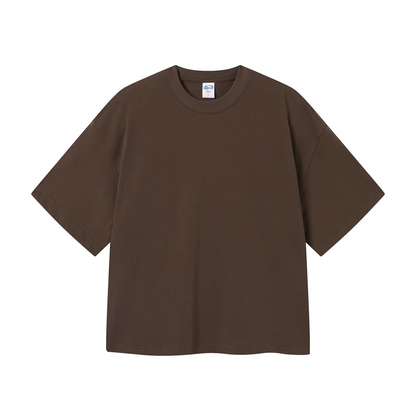 ZODF New Men Summer Boxy 275gsm Cotton T-Shirts Retro Unisex Oversized Short Version Basic T Shirt Brand Tees HY1070