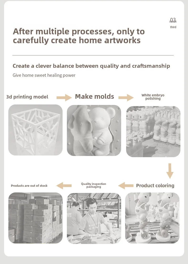 Cartoon Bear Figurine Resin Model Toy Collector Garage Kit Action Bear Figure Doll Collection Toys