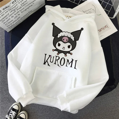 Long Sleeve Y2k Women'S Sweatshirt Luxury Brand Sanrio Kuromi Pattern Print Hoodie Girly Aesthetic Discount Youth Student Tops