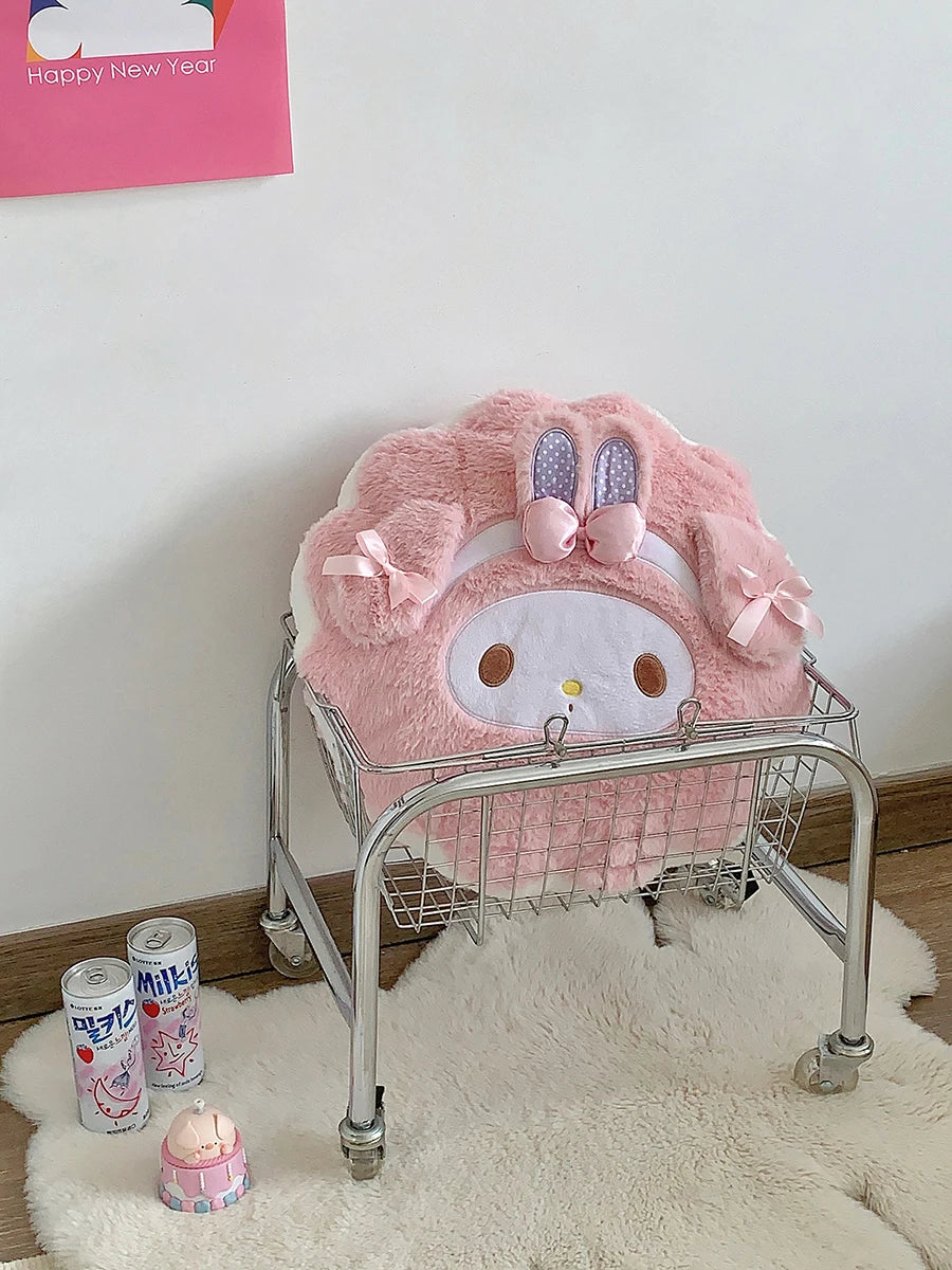 Sanrio Thickened Back Cushion Pink My Melody Throw Pillow Sofa Bed Home Decor Sweet Seat Cushion Floor Gifts Girl