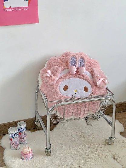Sanrio Thickened Back Cushion Pink My Melody Throw Pillow Sofa Bed Home Decor Sweet Seat Cushion Floor Gifts Girl