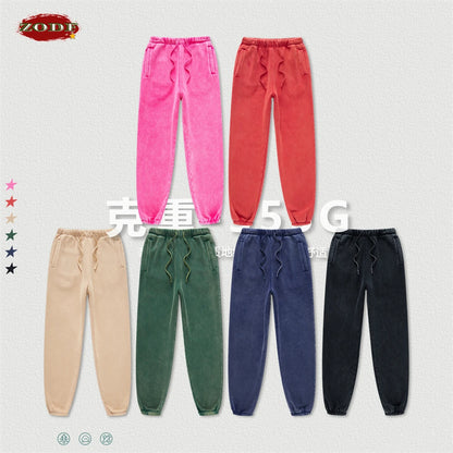 ZODF Winter Men Washed Thick Fleece 400gsm Loose Fit Joggers Sweatpants Streetwear HY0668