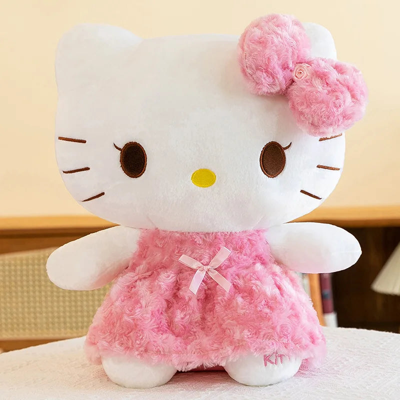 30cm/60cm Aoger Hello Kitty Kawaii Rose My Melody Cartoon Stuffed Animals Soft Plush Doll Companion Toy Children Birthday Gift