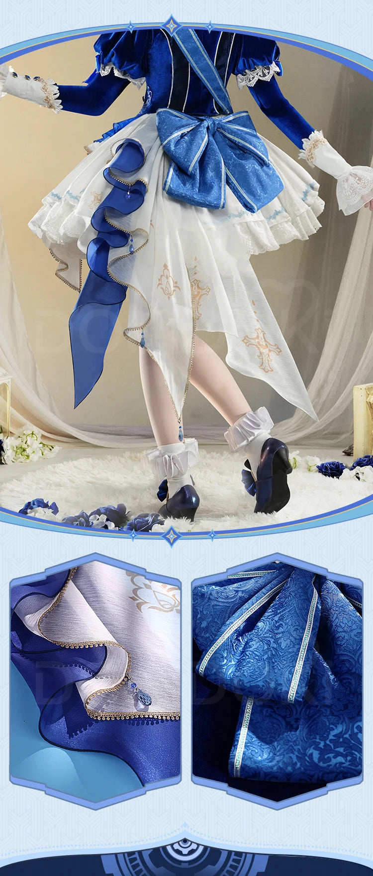 IN STOCK Focalors Furina Doujin Cosplay Costume Game Genshin Impact DokiDoki-SR Fontaine Hydro Focalors Women Waltz Dress Lolita