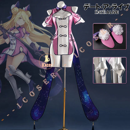 Anime Date A Live Mukuro Hoshimiya Cosplay Costume Dress Spirit Form Outfit Lilac White Astral Qipao Halloween for Women Girls