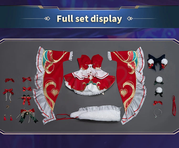 Ahrii Doujin Cosplay Costume Game Cosplay【S-3XL】DokiDoki-R Ahrii Red Dress Christmas Cosplay Women Costume Plus Size