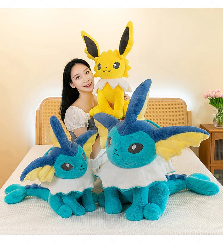 45/60/80CM Big Size Pokémon Jolteon Plushies ‌Vaporeon Cartoon Anime Stuffed Ornament Comfortable Soft Doll Children's Toy Gift