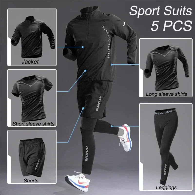 The Codex Sport Men’s Quick Dry Workout Jacket and Jogging Pants Set 1-5 Pcs Fitness Running Sportswear Track Suit